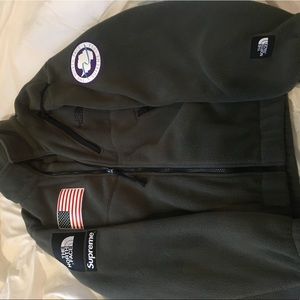 Supreme north face fleece olive jacket